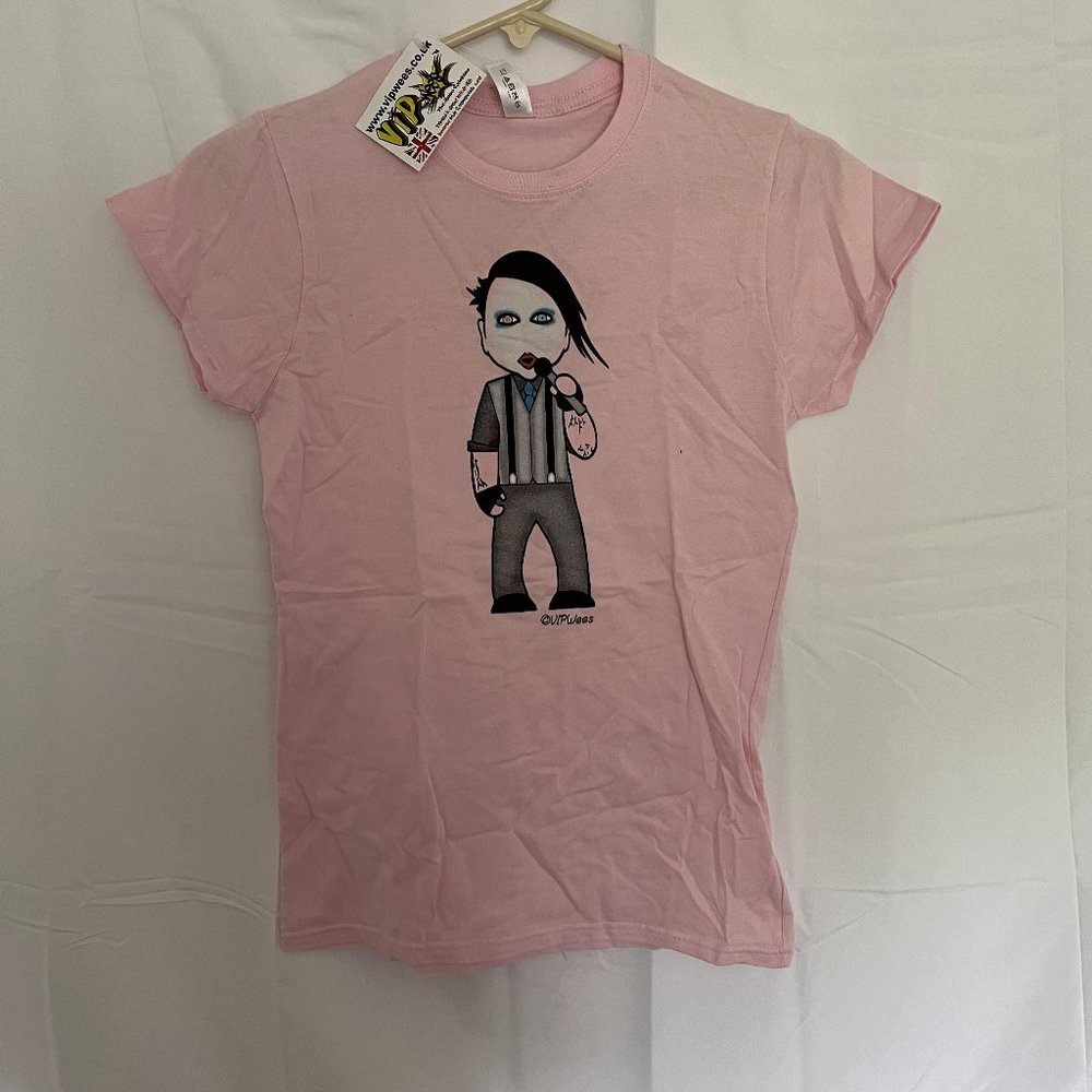 Women's Gildan VIPWees Marilyn Manson Inspired Charles Monroe Tee Shirt Small